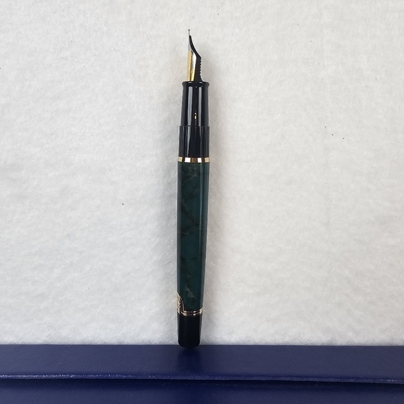 Waterman Phileas FP Set Green Marble GT Ink Fountain Pen NOS W/ Gift Box Boss - Picture 7 of 16